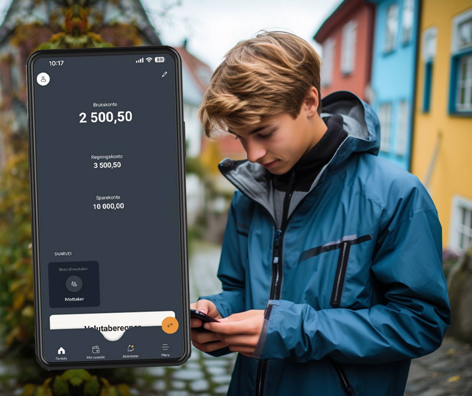 Ung person som bruker mobiltelefon